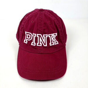 Pink Victorias Secret Womens One Size Maroon Cotton Adjustable Cap Hat